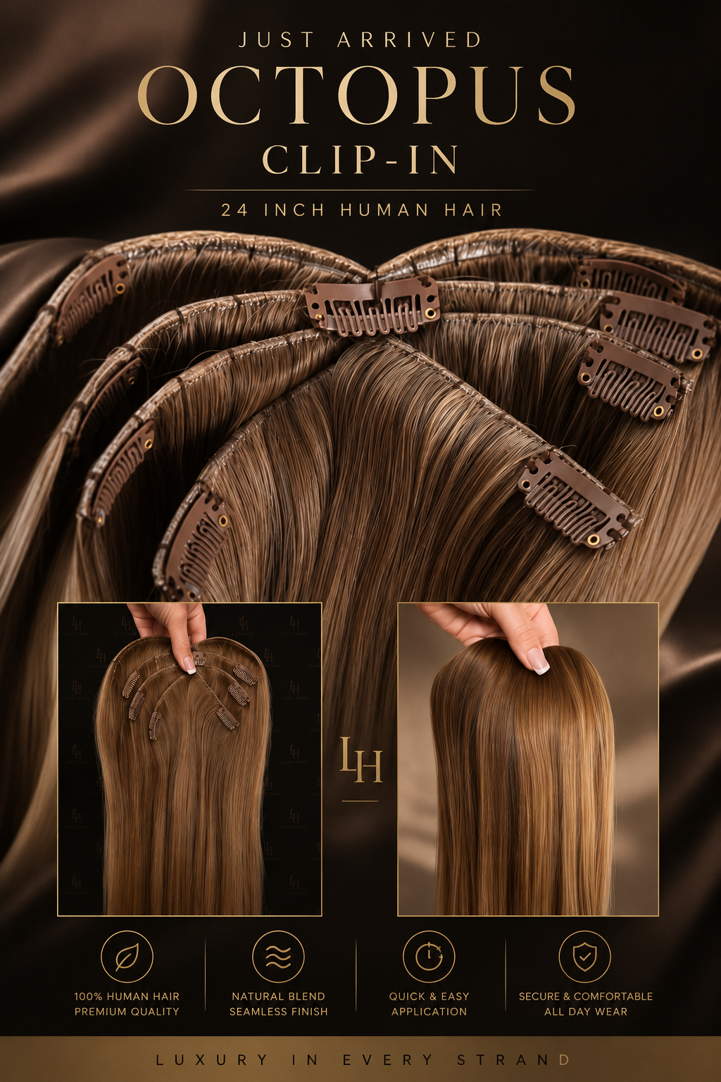 Octopus Clip-In Extension | 160g Human Hair | 8 Strands