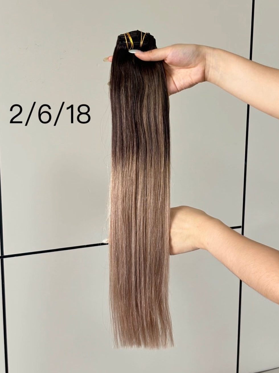 Clip-in extensions van echt haar in kleur #2/6/18 | BaddieBundlesStore