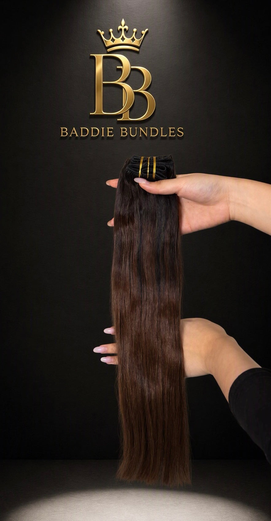 Seamless PU clip-in extensions van echt haar in balayage kleur #1BT4 | BaddieBundlesStore