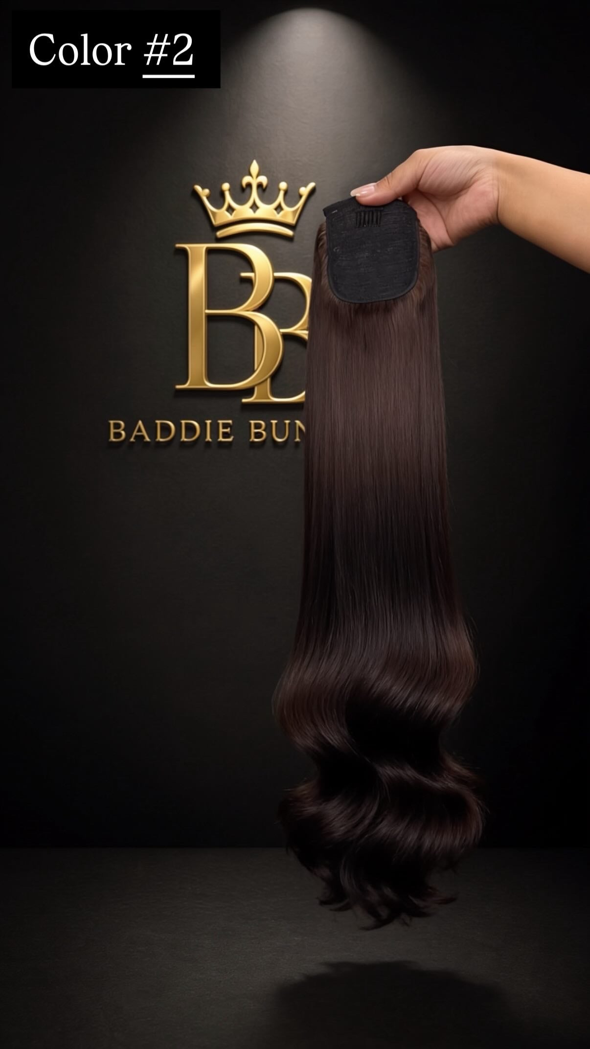 Ponytail 150g Virgin Human Hair kleur Dark Brown #2 - 24 inch straight, direct leverbaar