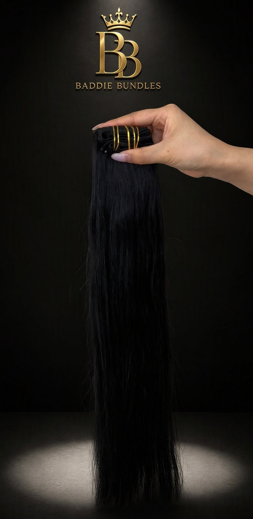 Seamless PU clip-in extensions van echt haar in kleur #1 (zwart) | BaddieBundlesStore