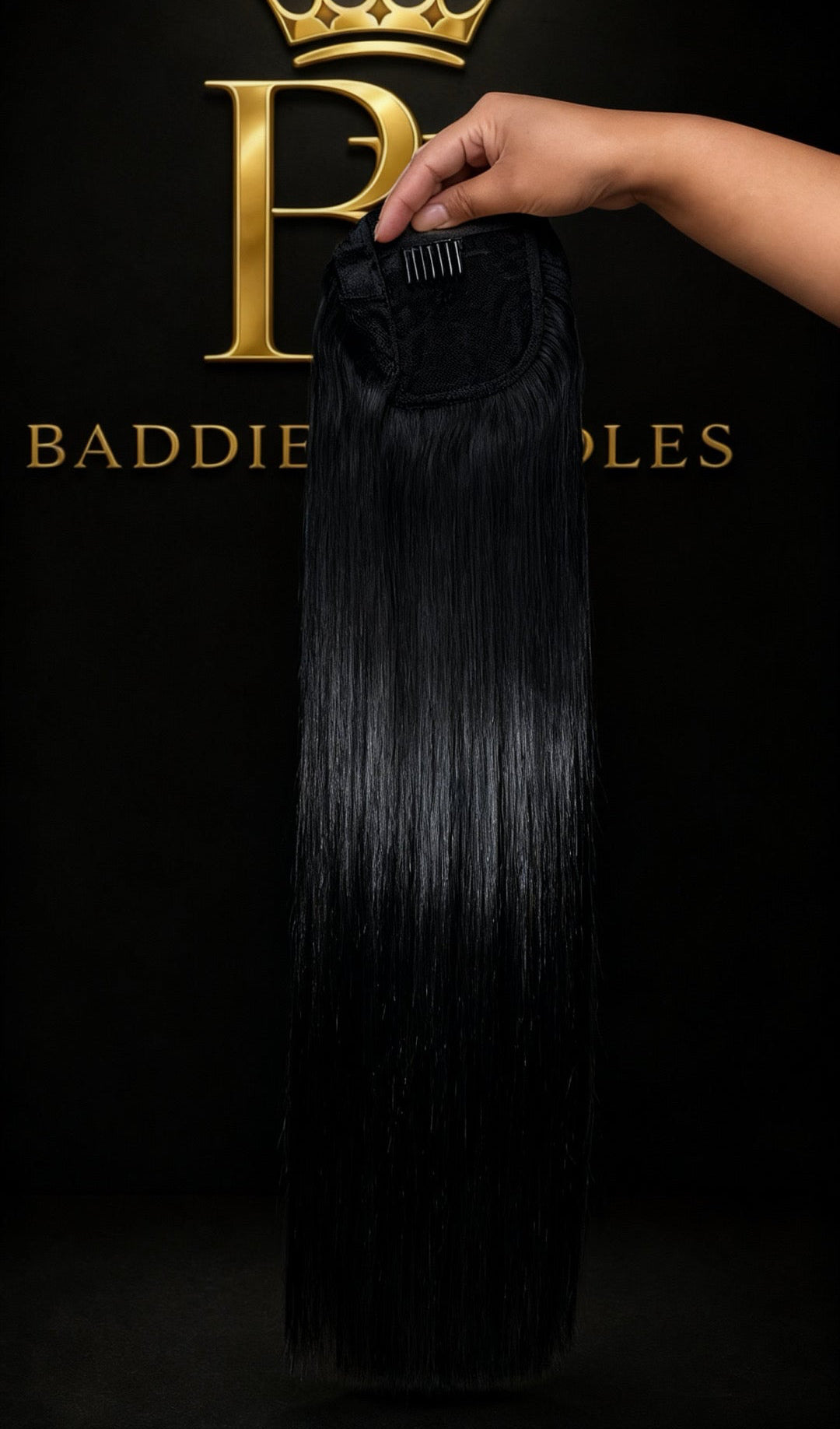 Steile ponytail extension kleur #2 van Virgin human hair, 150g | BaddieBundlesStore