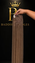Balayage ponytail van Virgin human hair kleur #P4/27: middenbruin met asblonde highlights | BaddieBundlesStore