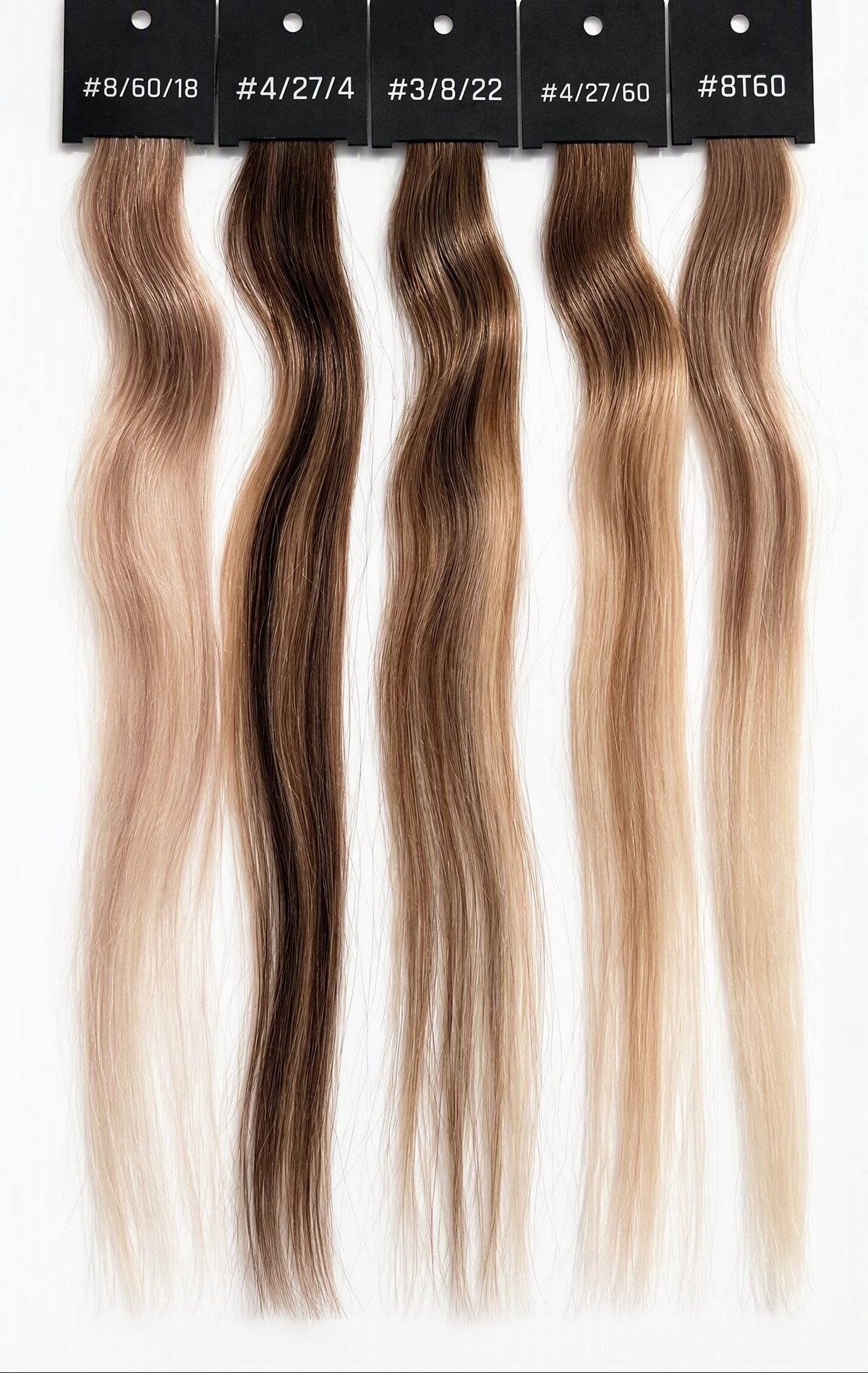 Balayage kleurstrengen #8/60/18, #4/27/4, #3/8/22, #4/27/60 en #8T60 van echt haar | BaddieBundlesStore