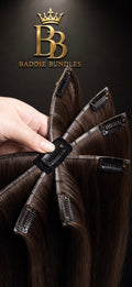 Octopus clip-in 160g dark Brown 8 strands baddiebundlesstore real human hair 