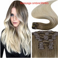 Seamless PU clip-in extensions van echt haar in balayage kleur #8/60 Ombre | BaddieBundlesStore