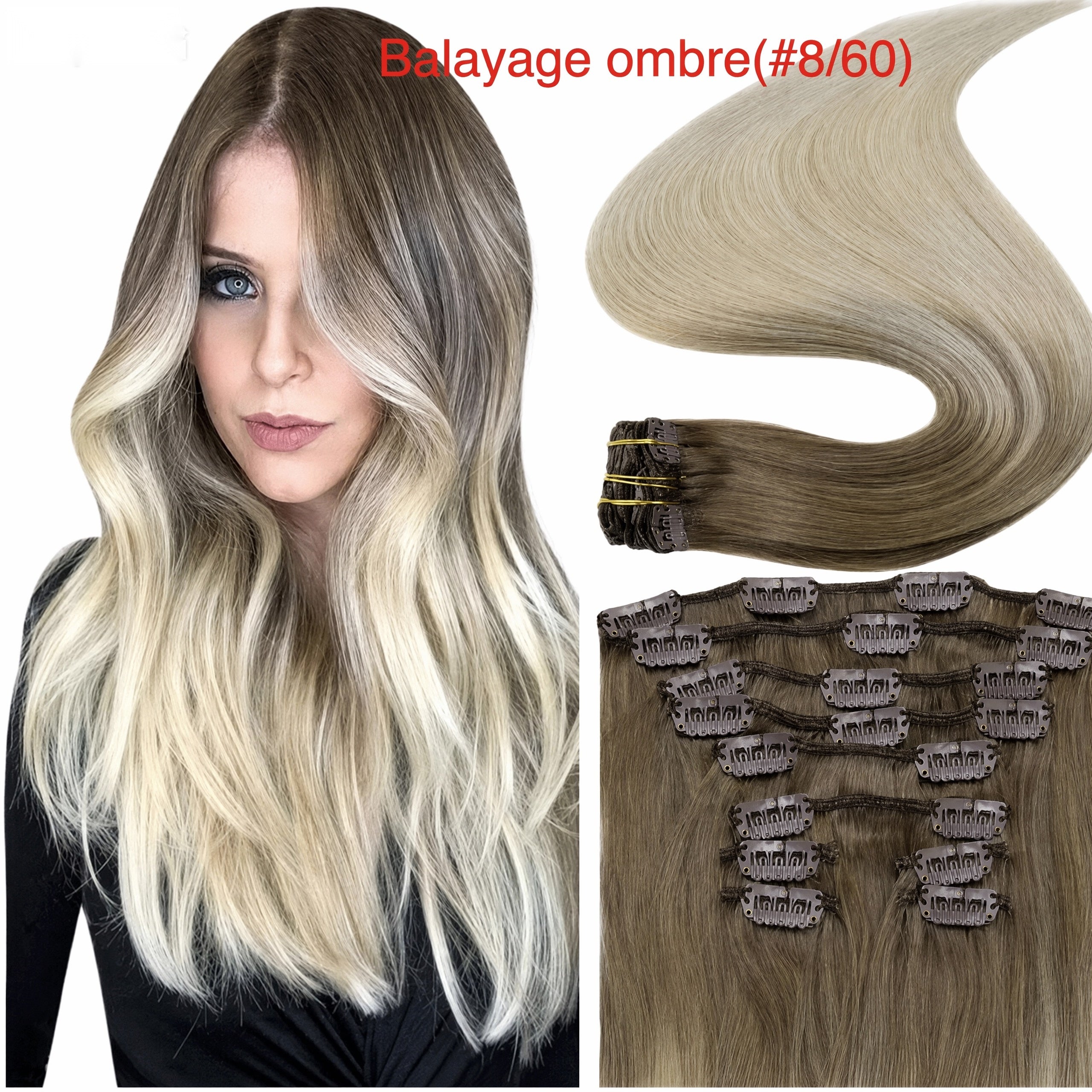 160g real human hair PU Clip-ins extensions baddiebundlesstore