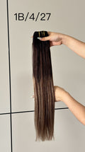 Clip-in extensions van echt haar in kleur #1B/4/27 | BaddieBundlesStore