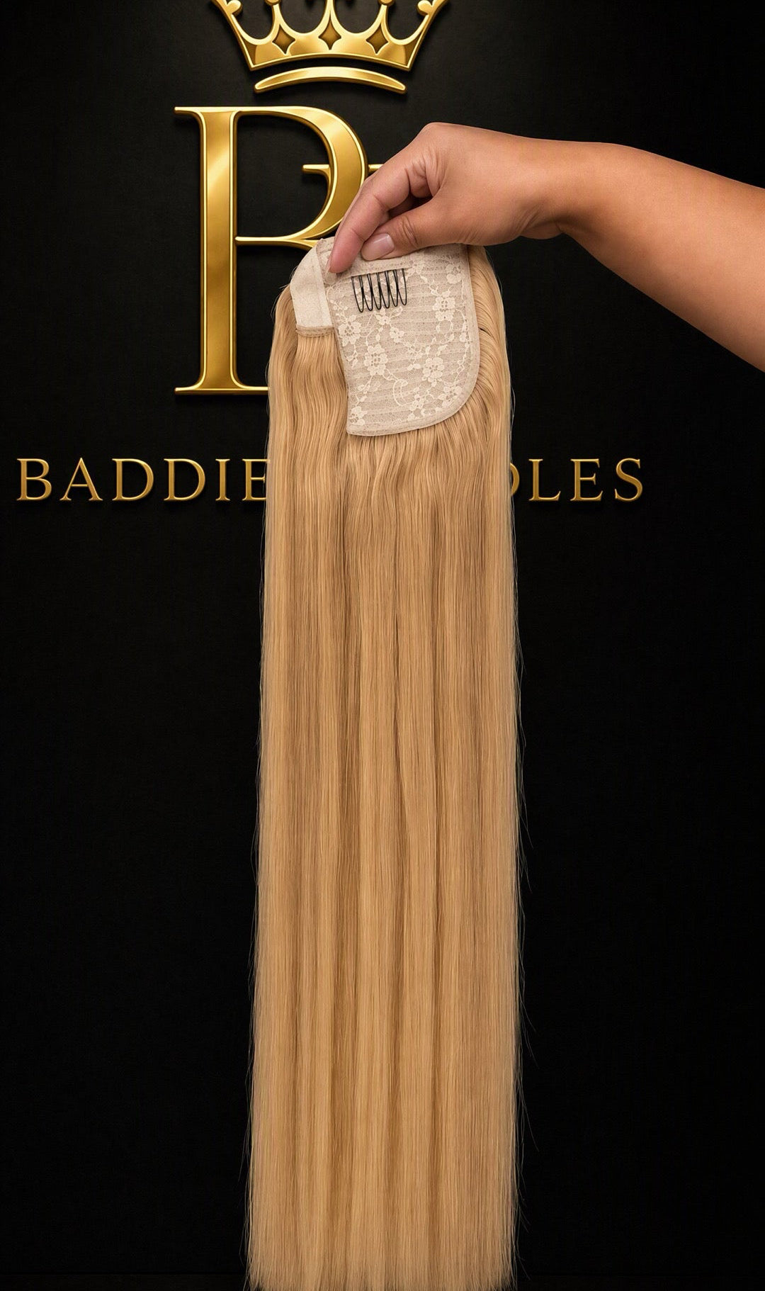 Ponytail extension van 100% Virgin human hair in kleur #27 honing-karamelblond | BaddieBundlesStore