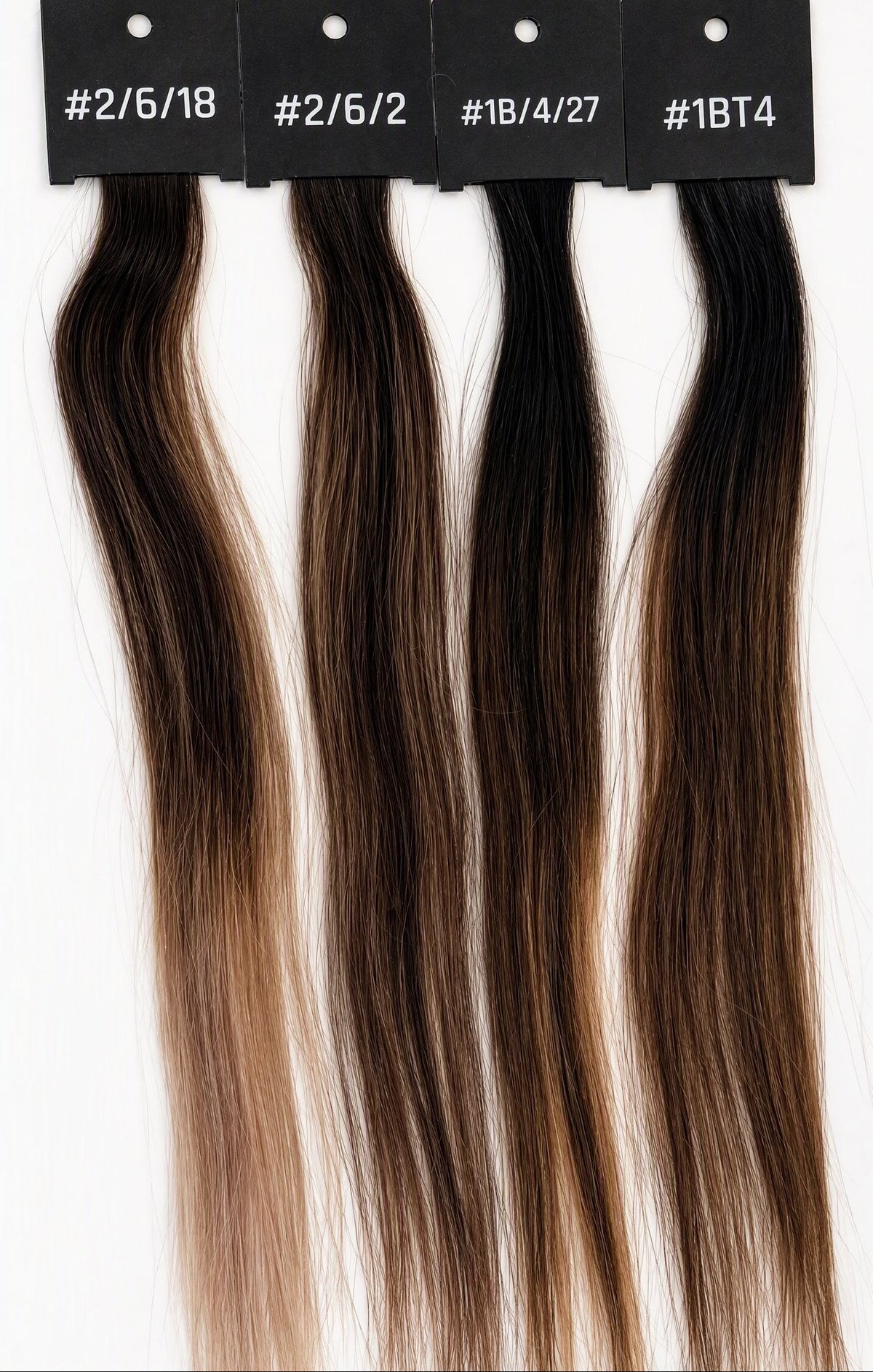 Balayage kleurstrengen #2/6/18, #2/6/2, #1B/4/27 en #1BT4 van echt haar | BaddieBundlesStore