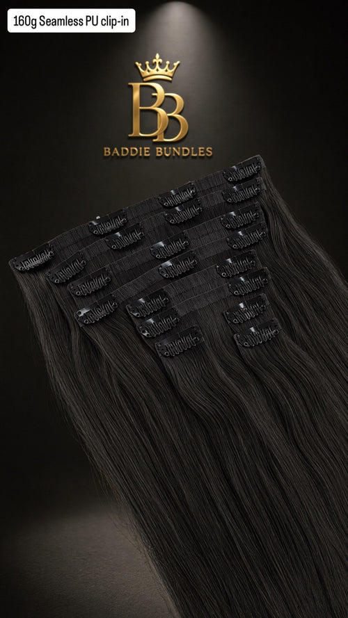 160g seamless PU clip-in Human Hair BB express 22 inch - direct leverbaar