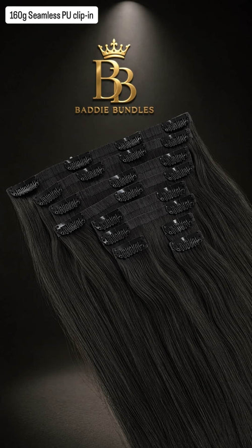 BB Express 160g Seamless PU Clip-In Extensions | #1B | 20 inch