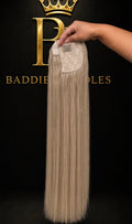 Balayage ponytail van Virgin human hair kleur #P18/613: licht asblond met platina highlights | BaddieBundlesStore