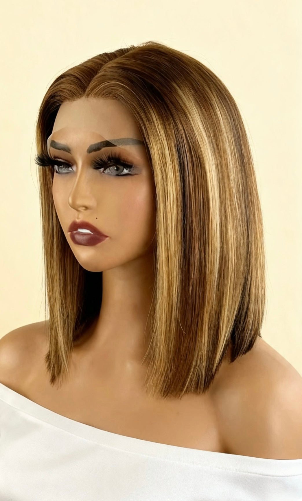 Bob met highlights, bruin en honingblond