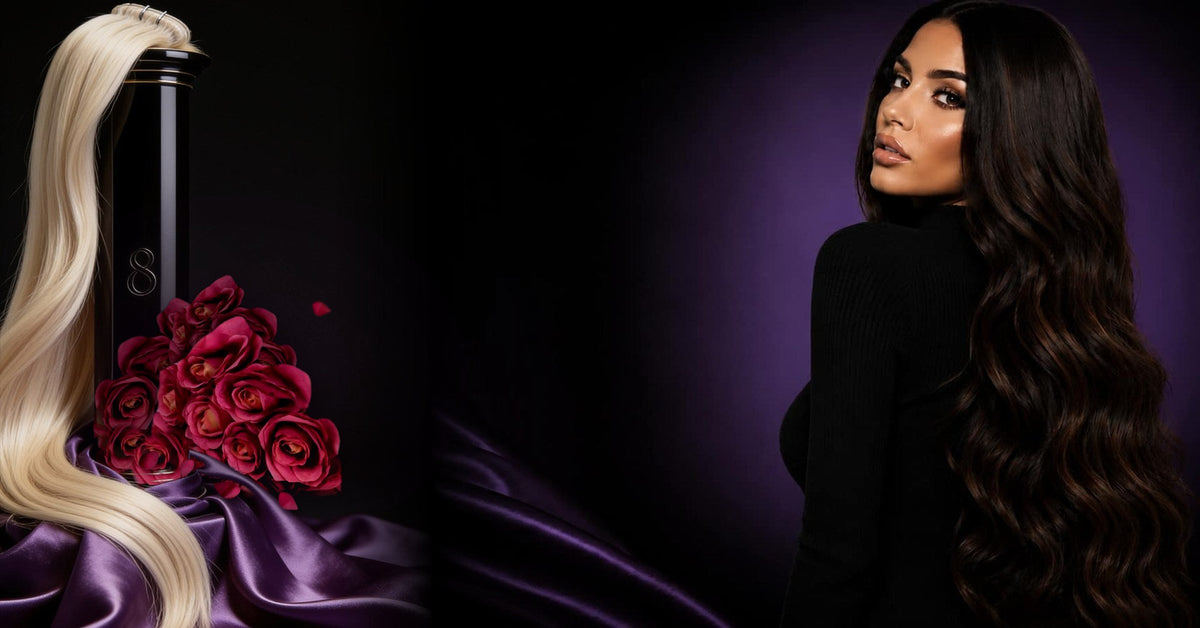 BaddieBundlesStore luxe human hair extensions met rozen en paarse zijde