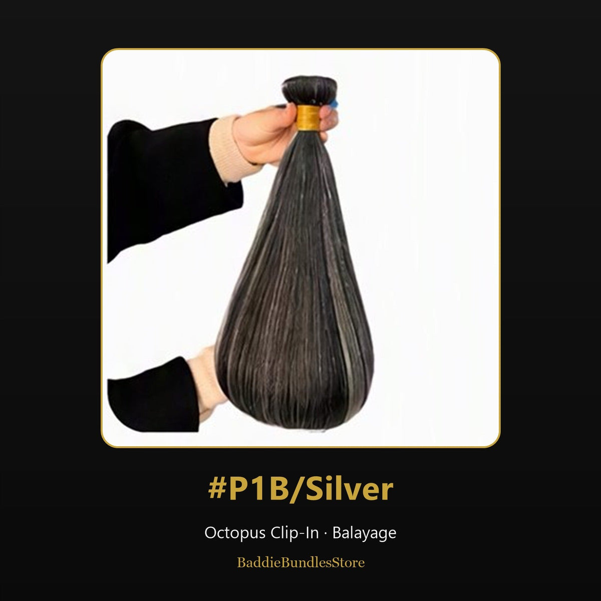 Octopus Clip-In kleur #P1B/Silver - Balayage | BaddieBundlesStore