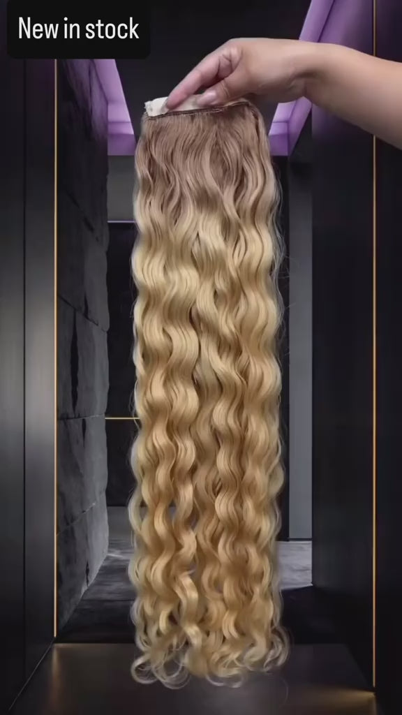 blonde ponytail hair extension color #18/22T60 – 100% virgin human hair by Baddie Bundles